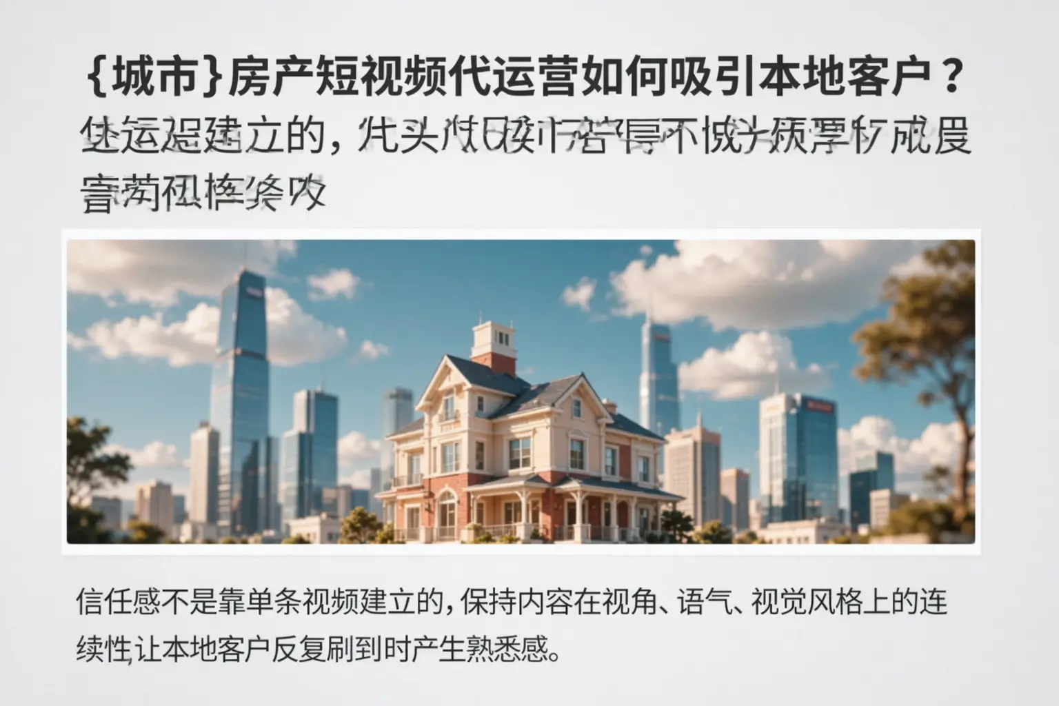 邯山房产短视频代运营如何吸引本地客户？